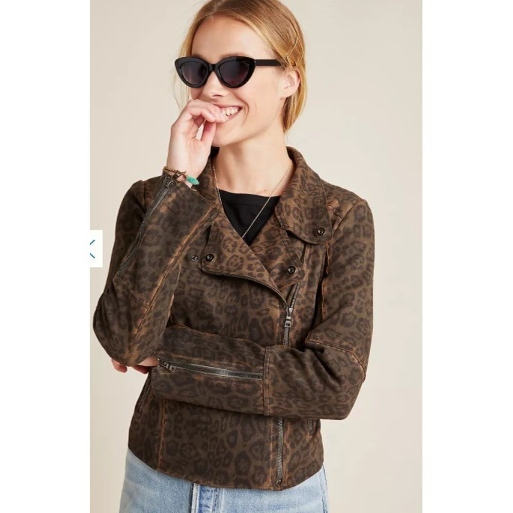 MARRAKECH Anthropologie Leopard Print Marni Moto Jacket Women's Size S